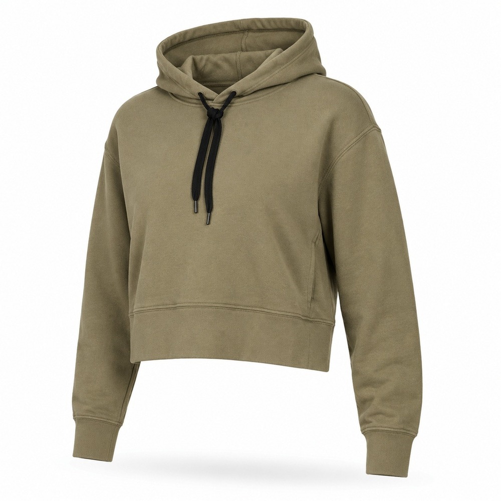 Public Rec Better Than Basics Hoodie Olive Green Pima Cotton Cropped Womens M